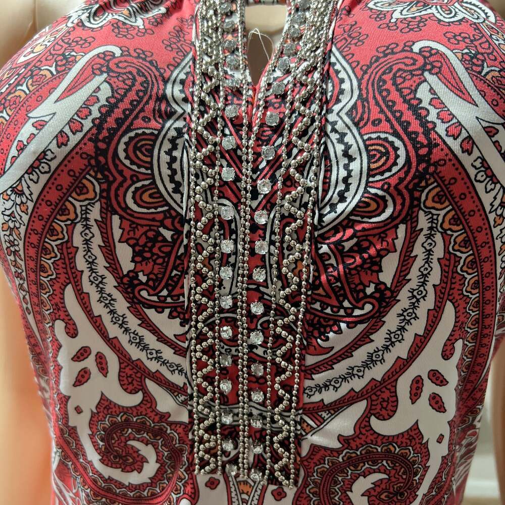INC International Concepts Paisley Keyhole Cutout Mini Dress - Picture 3 of 6